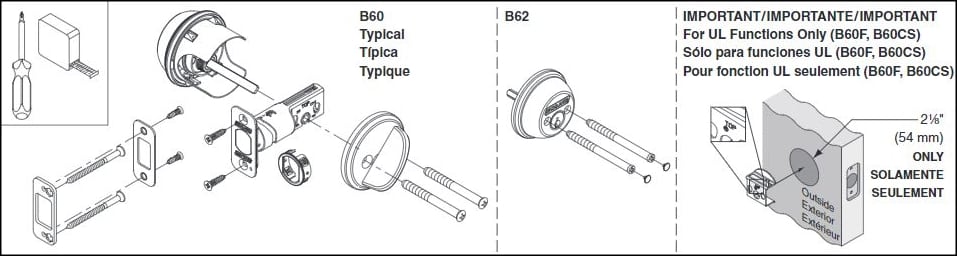 parts of a deadbolt lock diagram